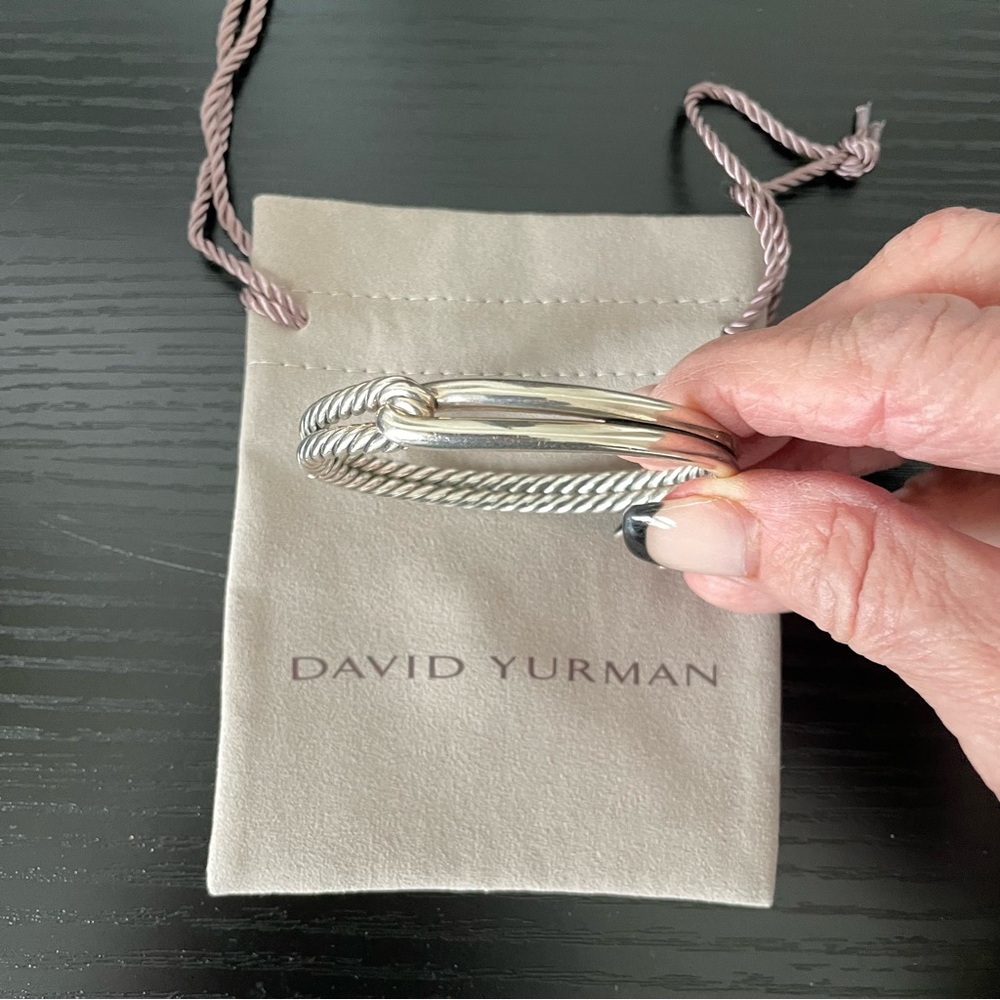‼️DAVID YURMAN‼️ Silver Cable Bangle Bracelet - Twisted Rope Design, Small - Picture 2 of 7